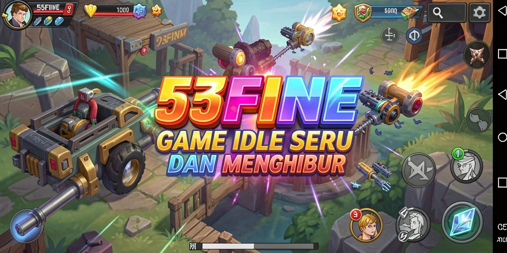 Tampilan gameplay 55FIVE yang menenangkan dengan karakter unik.