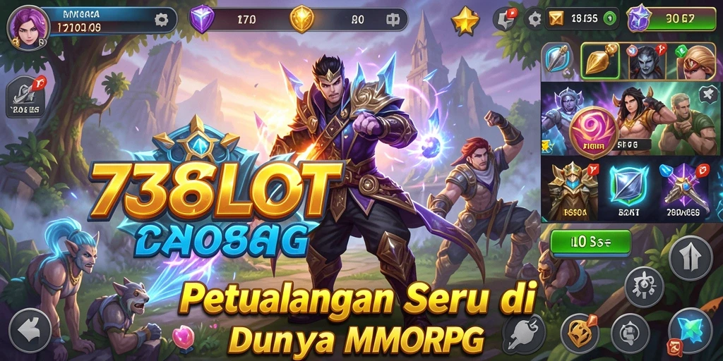 Screenshot 738SLOT menampilkan aksi bertempur seru dalam dunia MMORPG.