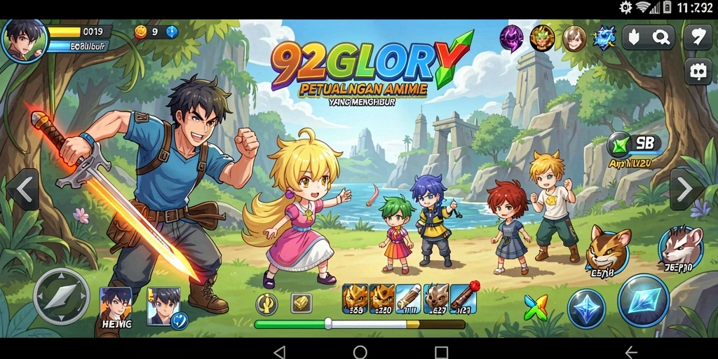 Tampilan gameplay seru dengan karakter Anime yang ikonik.