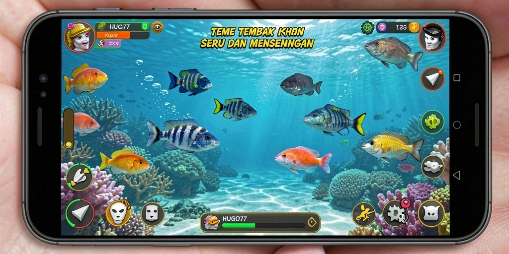 Gameplay HUGO77 yang menampilkan aksi Tembak Ikan seru.