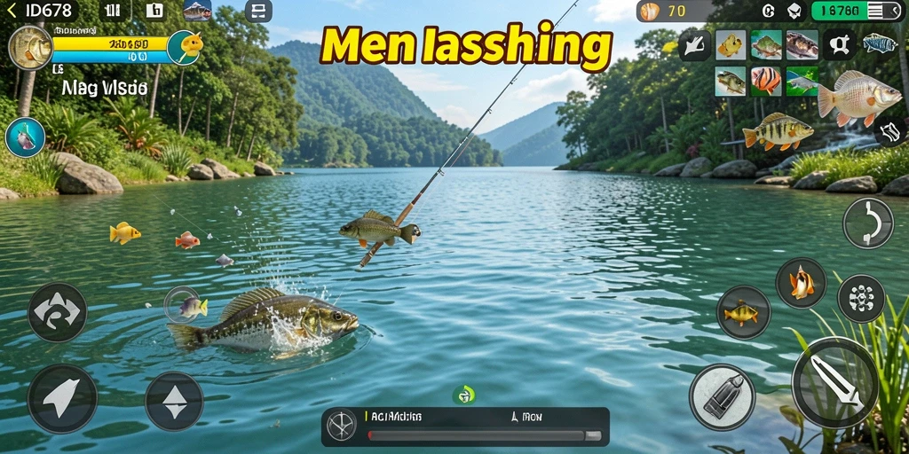 Screenshot gameplay ID678 menampilkan aksi memancing yang seru dan menegangkan.