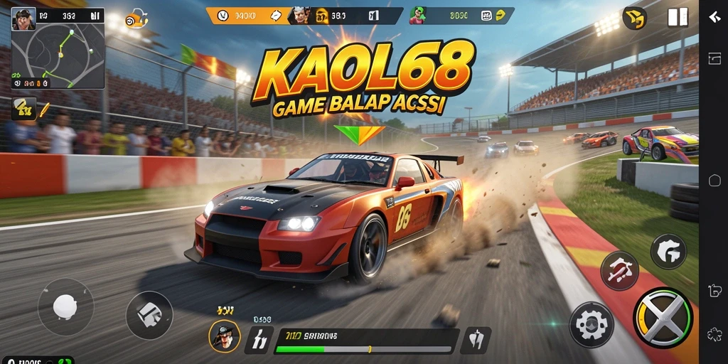 Tampilan gameplay balap seru KAOL68 yang menampilkan aksi adrenalin tinggi.