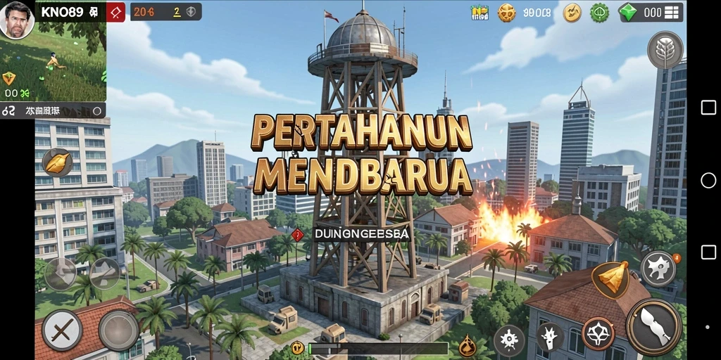 Screenshot menampilkan aksi mendebarkan dalam KNO89 Tower Defense.