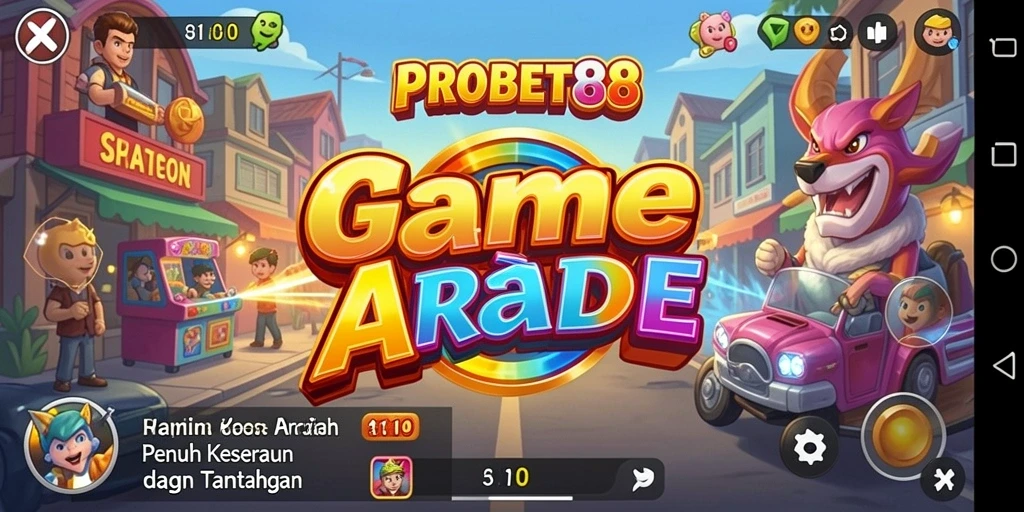 Tampilan gameplay seru dan mendebarkan dalam PROBET88 game Arcade.