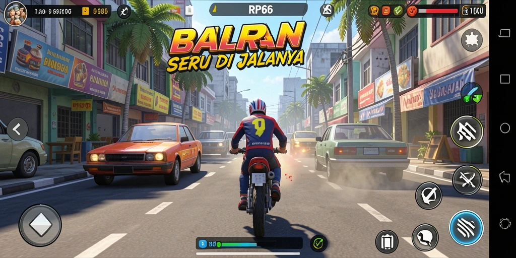 Gameplay Racing seru dengan mobil-mobil cepat.