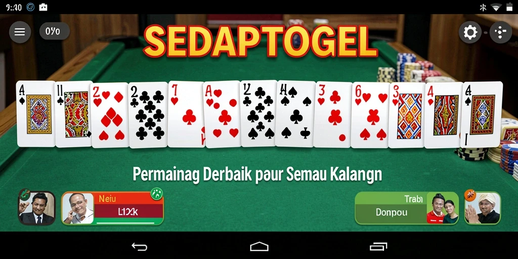 Gameplay seru SEDAPTOGEL dengan tampilan kartu domino.