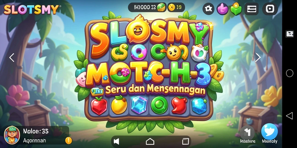 Tampilan gameplay SLOTSMY yang menakjubkan dengan berbagai kombinasi match-3.