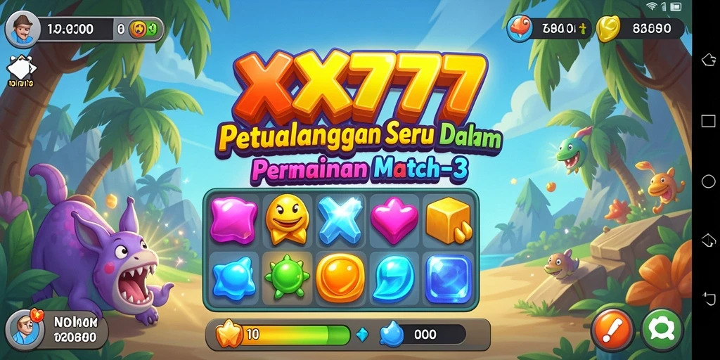 Screenshot gameplay XXX777 menunjukkan keseruan bermain Match-3.